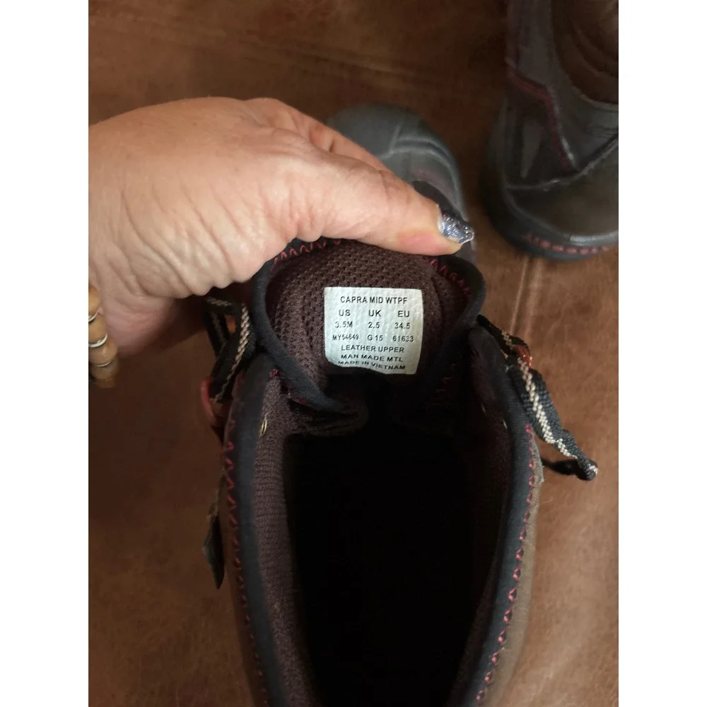 Merrell Capra Mid WTPF Hiking Boots Kids 3.5M Brown Grey Waterproof